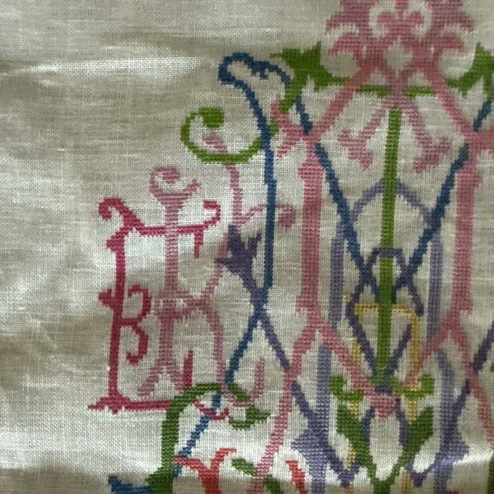 Posy Collection Alphabet Quilt Monogram counted cross stitch Completed 12x7.5